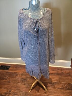 Profile by Gottex Blue Microdot Swim Coverup with Tie Front